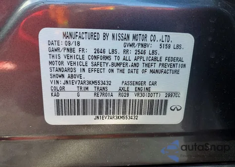 2019 Infiniti Q50 Luxe from USA, damaged, VIN JN1EV7AR3KM553432